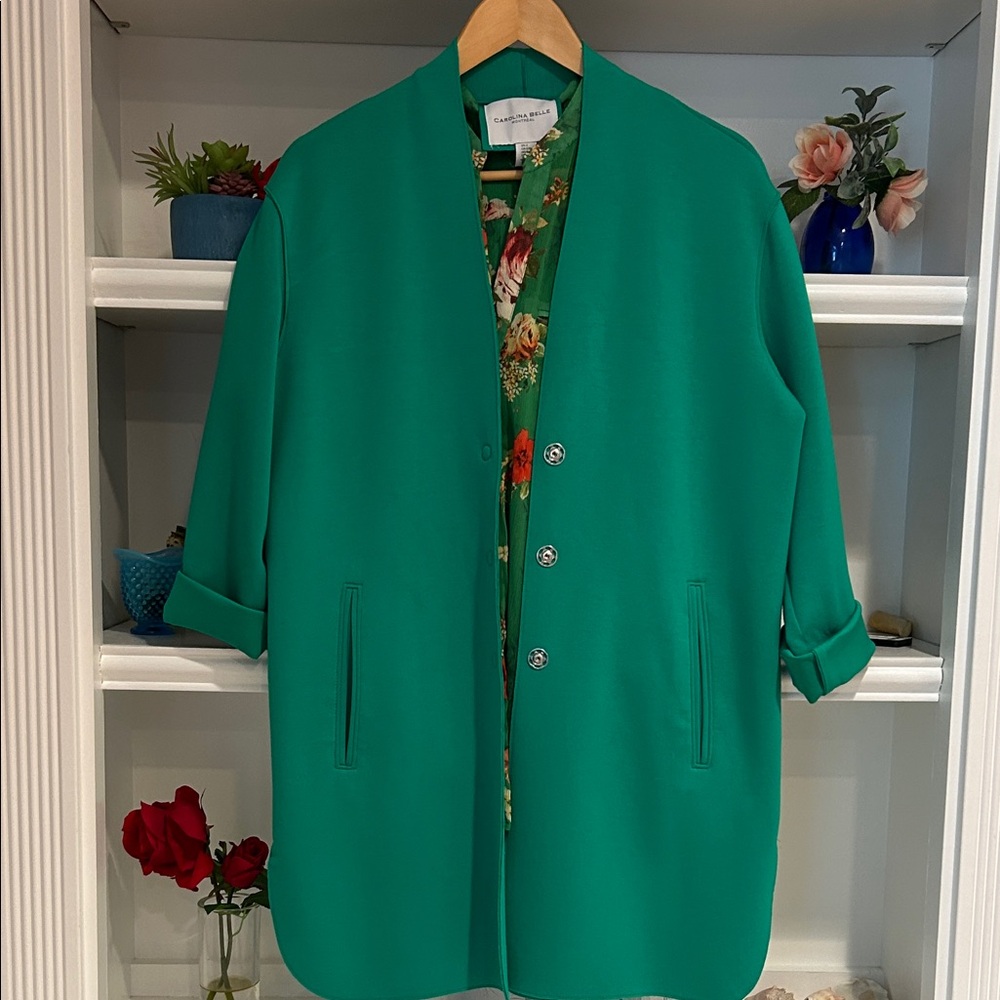 Carolina Belle  Emerald Blazer with Metallic Accents